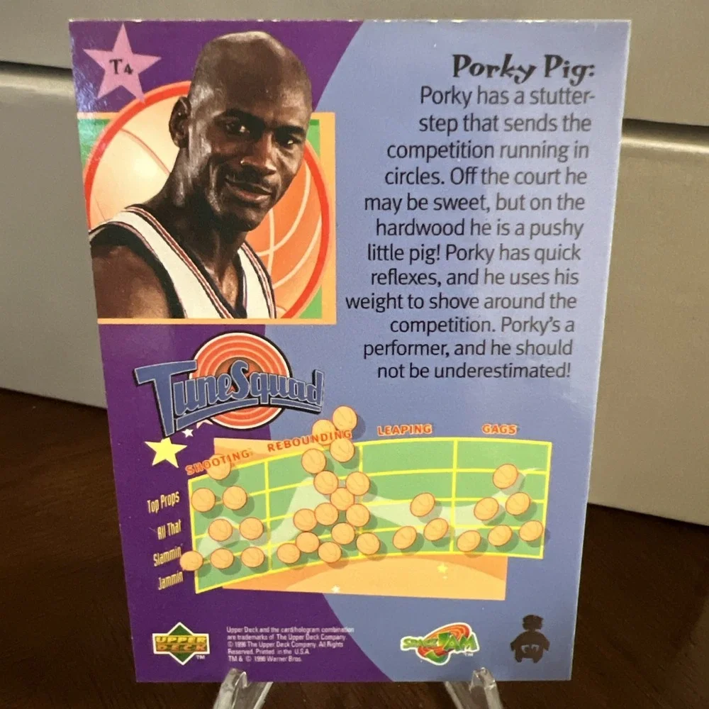 1996 Upper Deck Space Jam Michael Jordan Tune Squad Porky Pig Insert T4 Card
